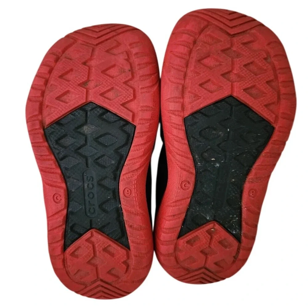 Crocs Swiftwater Wave Kids Sandals Black Red Water Shoes Size C14 9 Toddler